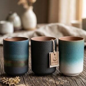 Tasse en Céramique Artisanale – Design Minimaliste & Texture Rocheuse – Pièce Unique