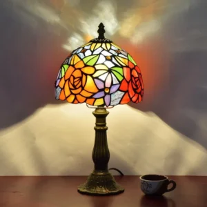 Lampe de Table "Jardin Floral" – Style Vitrail Tiffany