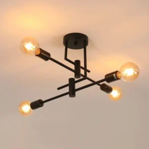 Plafonnier Moderne "Minimaliste" – Structure Noire Industrielle