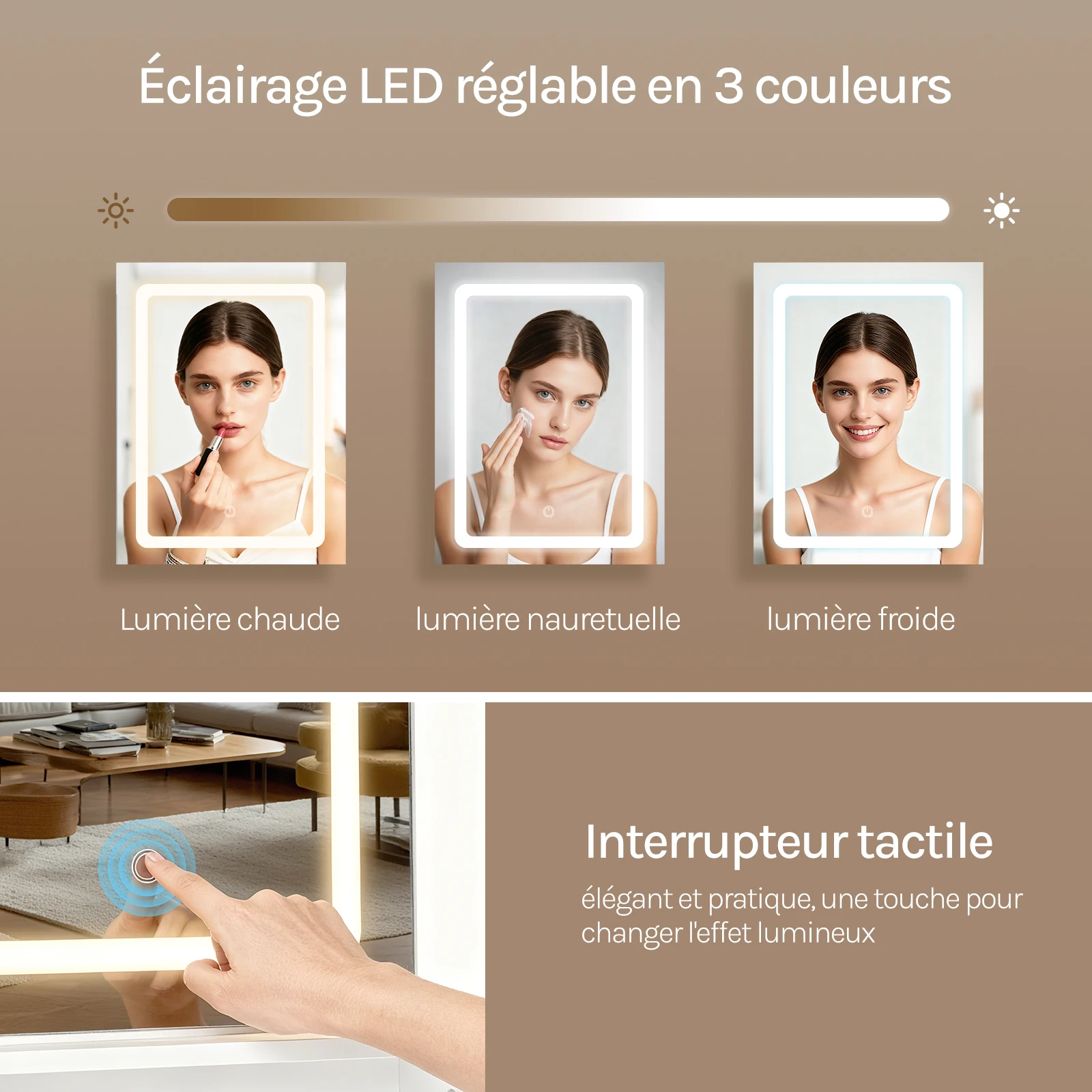 Coiffeuse Moderne "Éclat" avec Miroir LED et Rangement Intelligent – Image 4