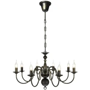Lustre Classique "Héritage" – 8 Bras en Fer Patiné Bronze