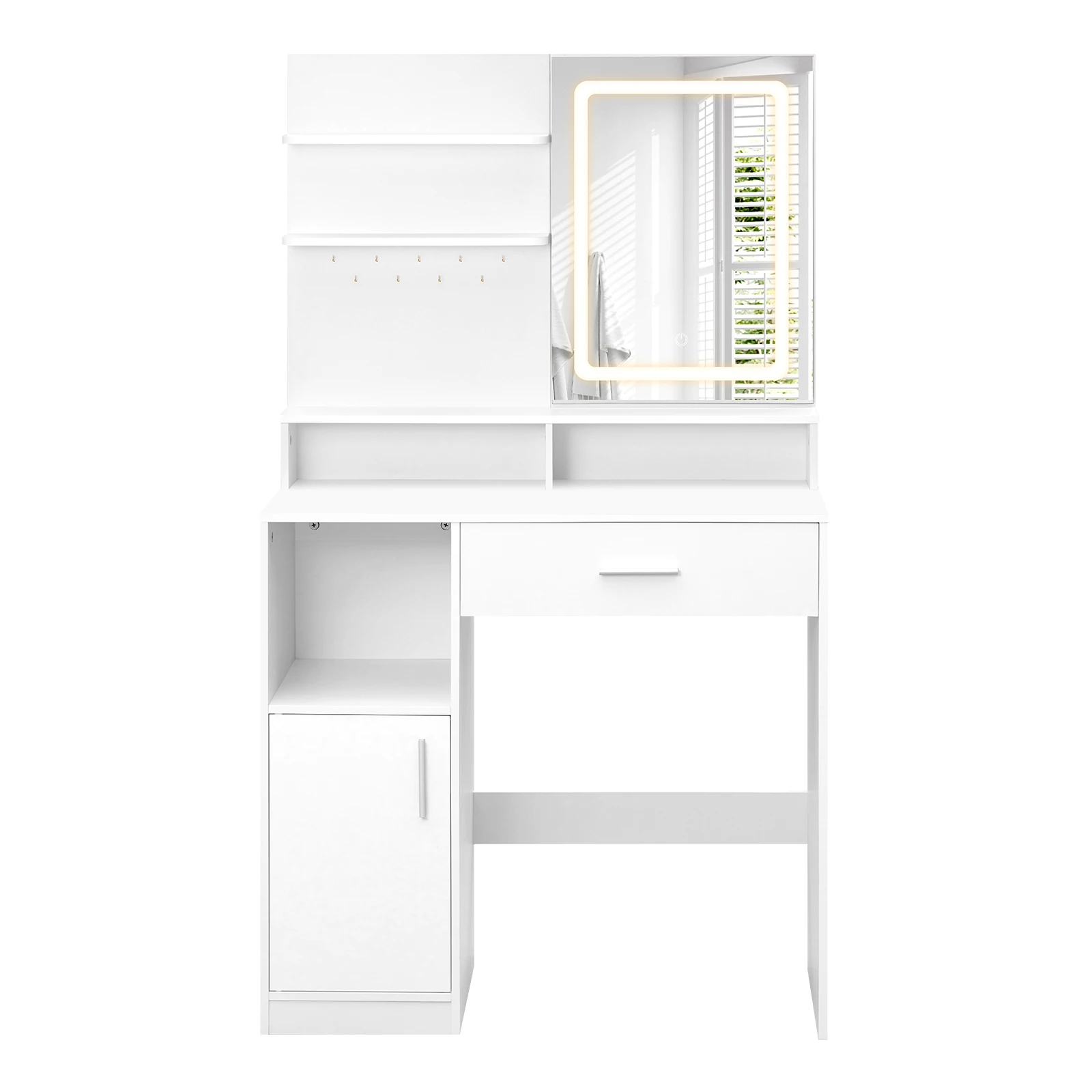 Coiffeuse Moderne "Éclat" avec Miroir LED et Rangement Intelligent – Image 3